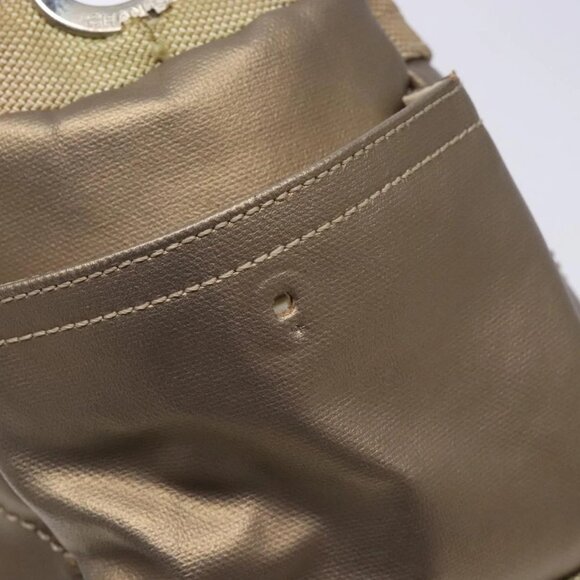 CHANEL Paris Biarritz Shoulder Bag Coated Canvas Beige Silver CC Auth BA4004 - Picture 9 of 15